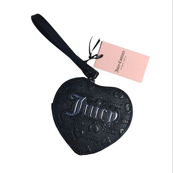 Juicy Couture Black Heart Shaped Zip Around 5" Wristlet NWT - Picture 13 of 13